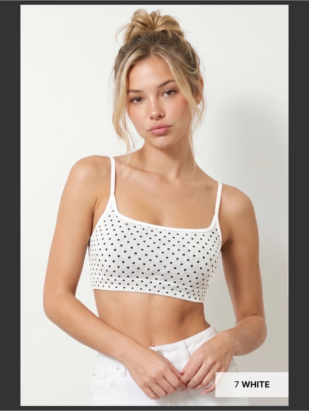 NikiBiki Polka Dot Bralette Crop Top - White NEW